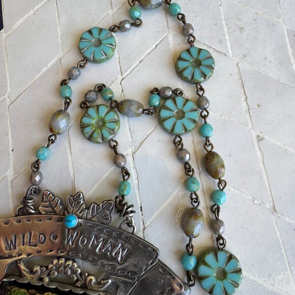 Sweet Bird Studio Wild Woman necklace in sterling silver, turquoise and beads - Picture 5 of 5